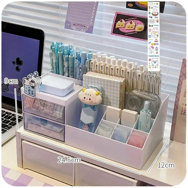 Schreibtisch Organizer Box mit 9 Fächern – Kawaii Stiftehalter für Schüler-Yabubest - Home & More