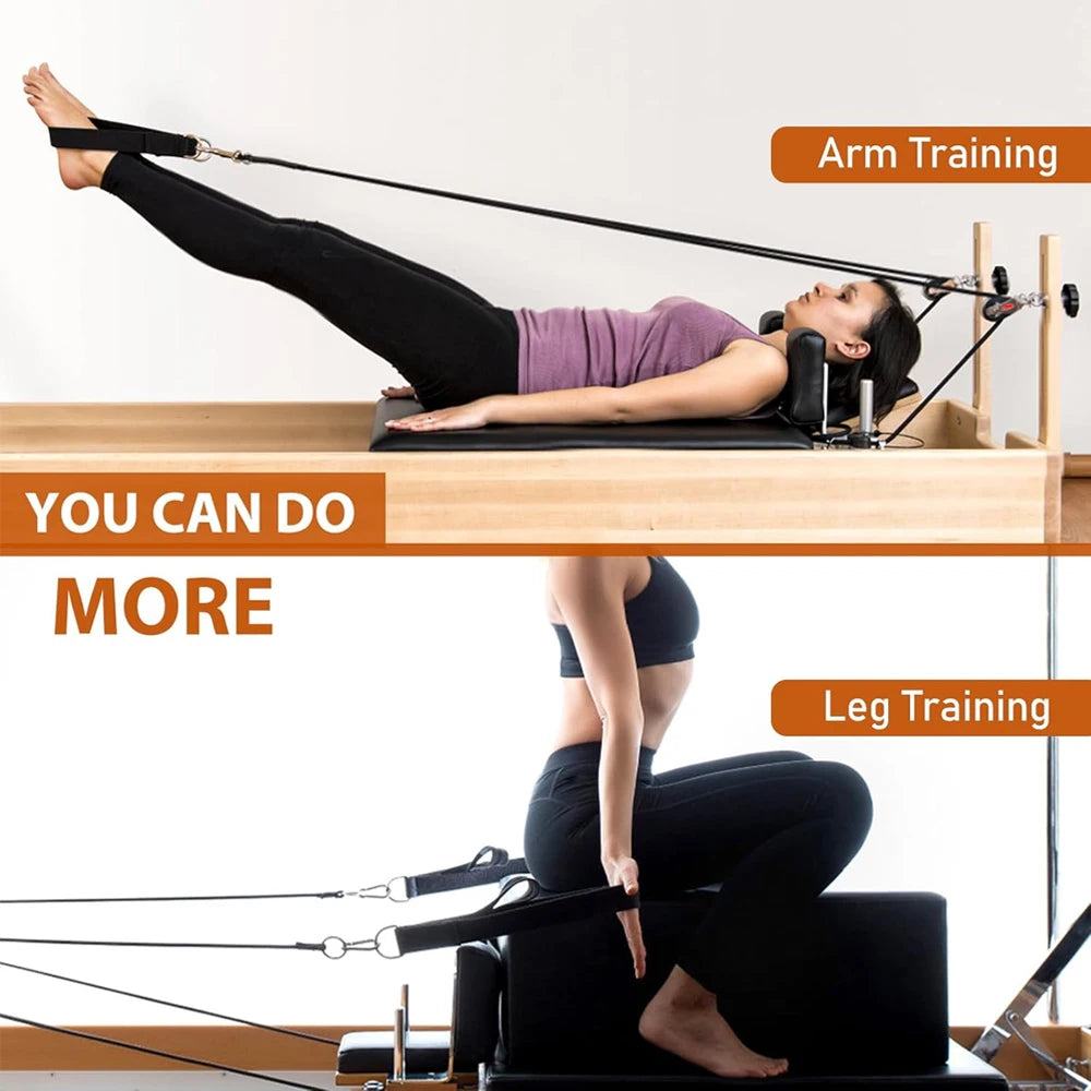 2er Set weich gepolsterte Pilates Gurte mit D-Ring für Reformer und Yoga