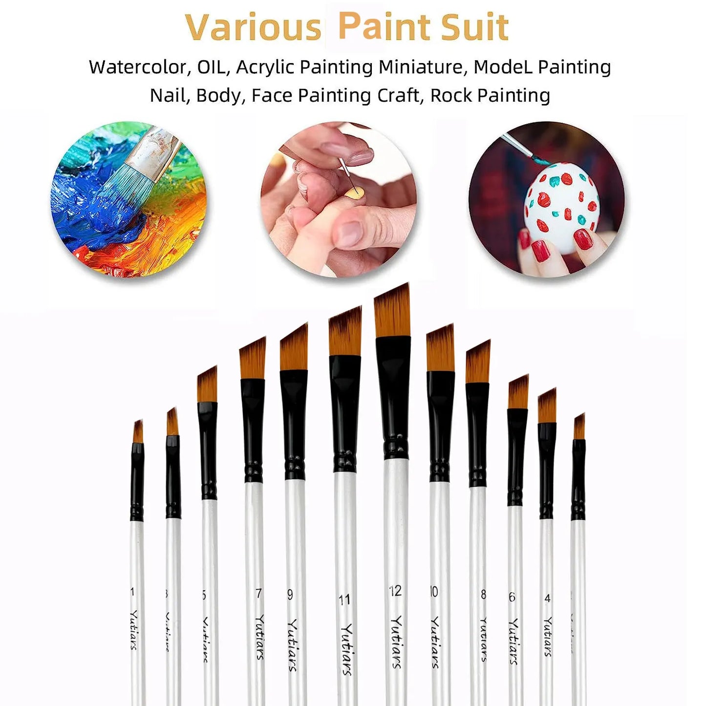 Vielseitiges 12 Teiliges Aquarell Pinselset mit Holzgriff