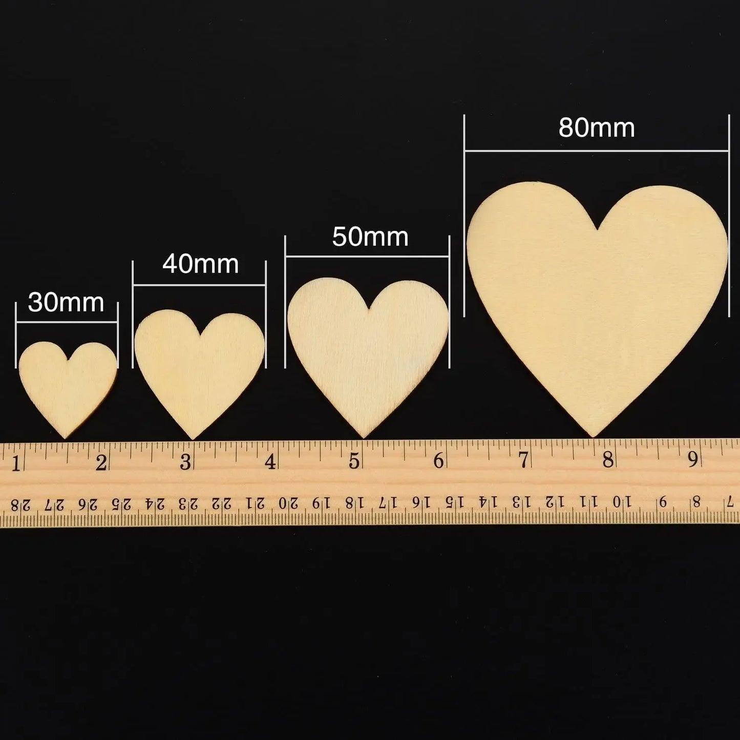 Vielseitige DIY Holzherzen 1-10 cm in Naturholz – Perfekt für kreative Projekte