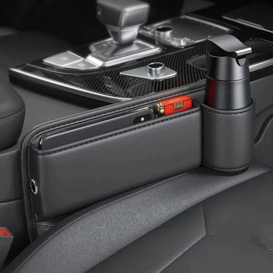 Auto Sitz Spalt Organizer mit Getränkehalter & Leder Optik