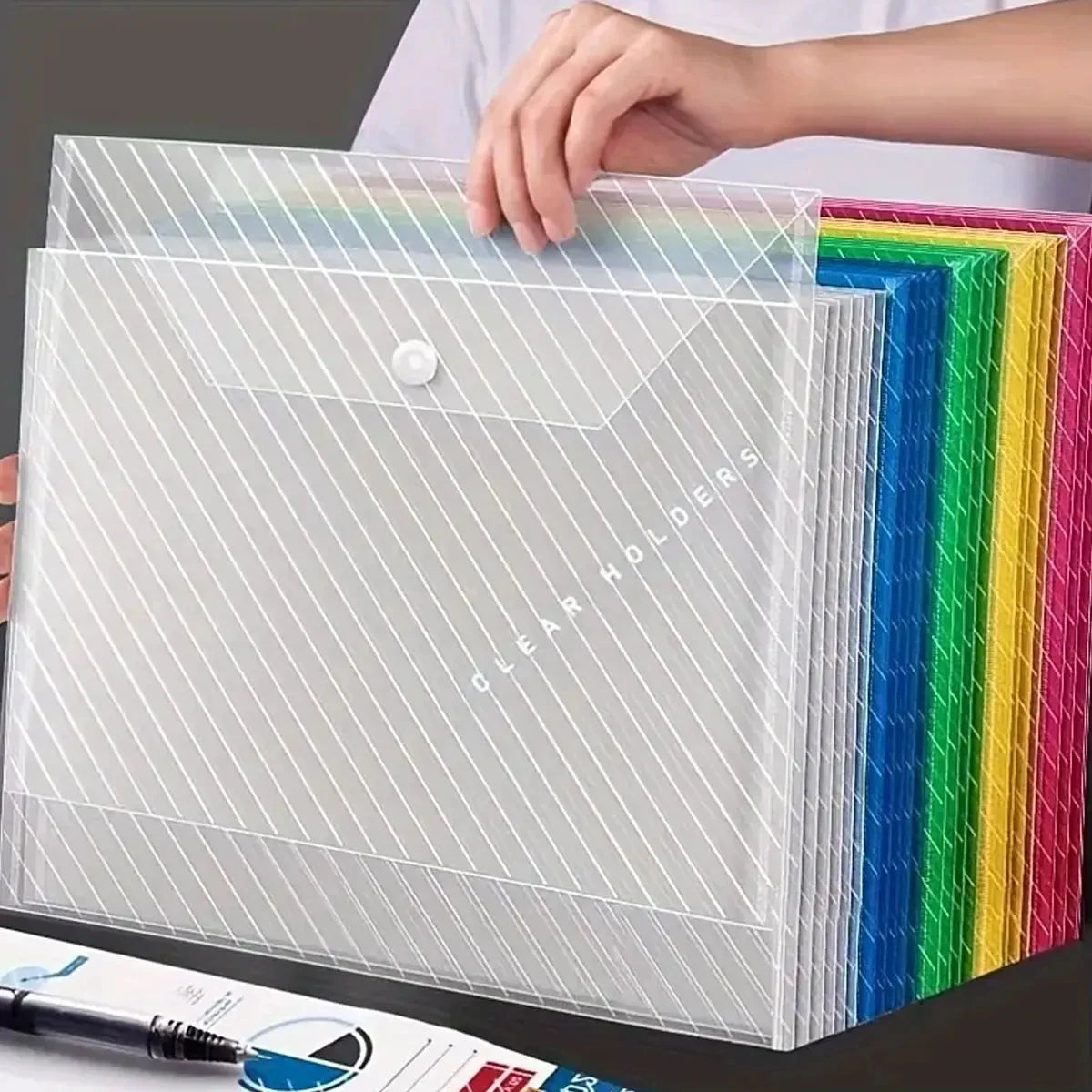 10er-Set A4 Dokumententaschen aus Kunststoff transparent