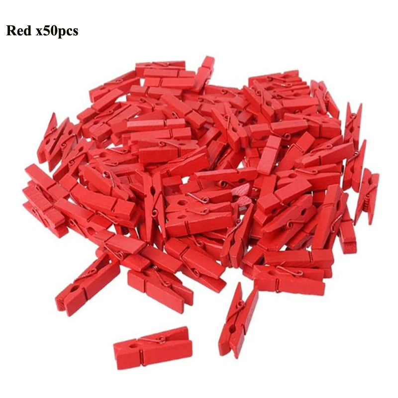 Mini 25mm Holzclips für Fotos & Deko – 50 oder 100 Stück Natur/Mix