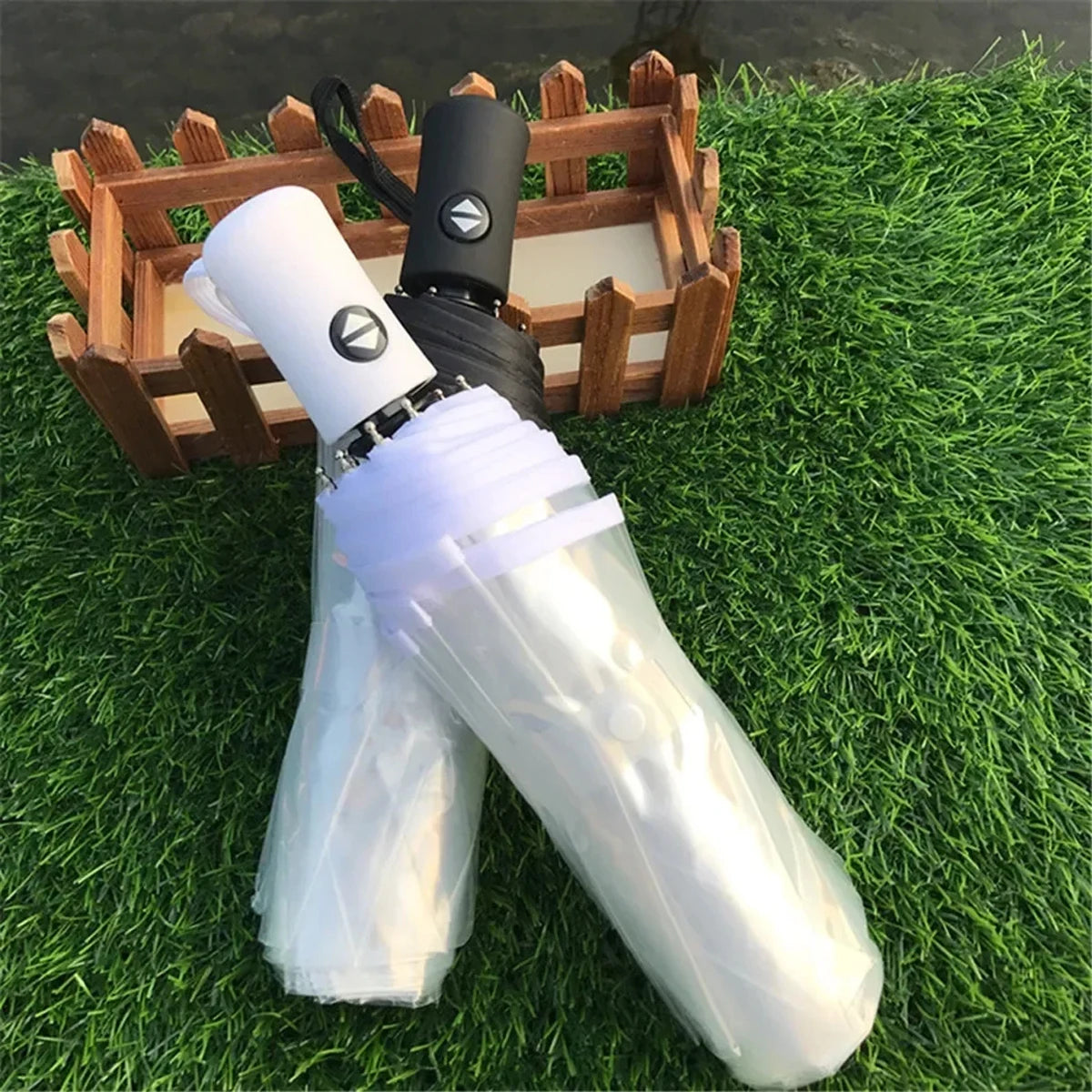 Automatischer Klappschirm transparent – Wasserdicht & Langlebig