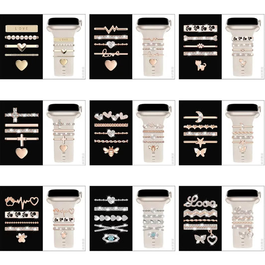 Dekoration für Apple Watch Band Ultra2 10 9 8 Diamant Schmuck Armband Zubehör für Samsung/Huawei Uhr 20/22mm Armband Charms-Yabubest - Home & More