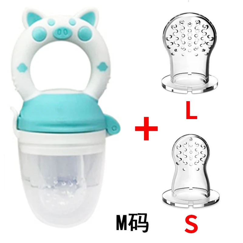3er Set Silikon Netzbeutel Baby Futterspender mit leicht handhabbarem Ringlöffel-Yabubest - Home & More