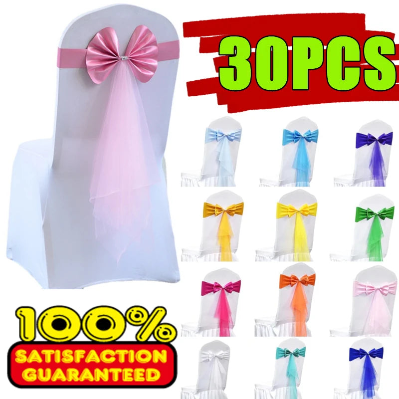 Stretch Stuhlschärpen aus Organza mit Schleifen für Events