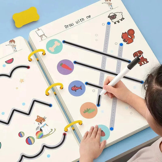 Wiederverwendbares Arbeitsbuch zur Feinmotorik und Konzentration für Kinder