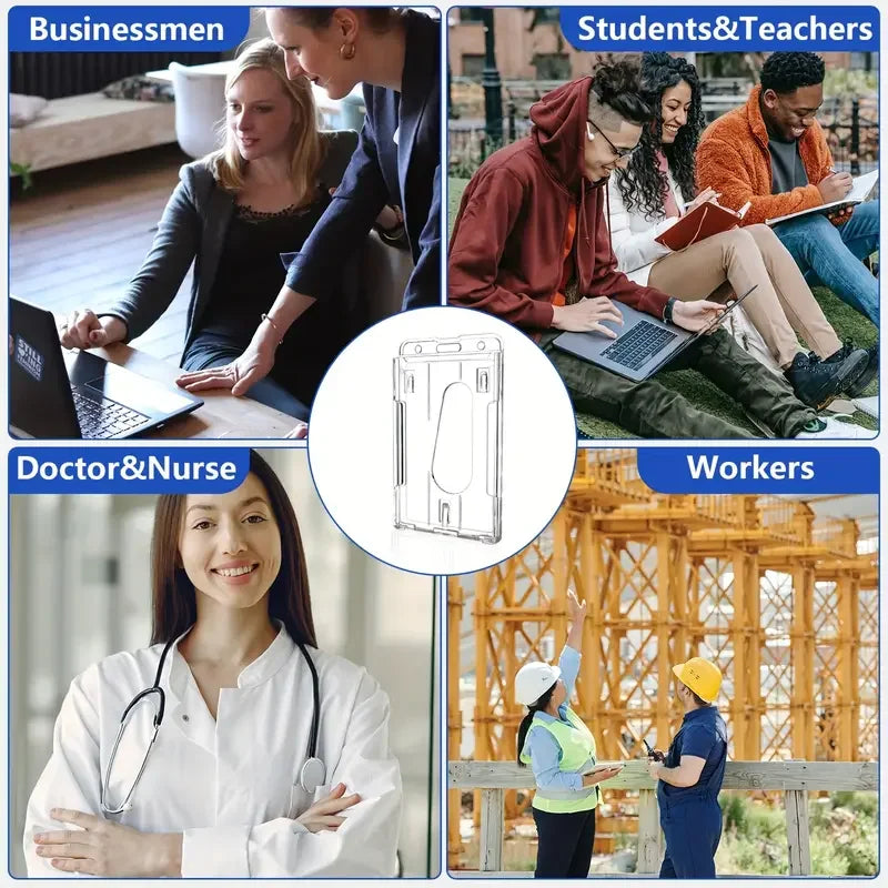2er Set transparente Ausweishalter mit einziehbarem Clip für Studenten und Karten
