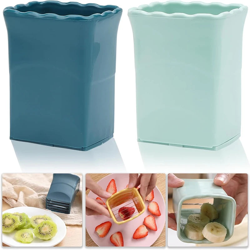 Edelstahl Obst - Gemüseschneider für Erdbeeren Eier Bananen - Schneller Küchenhelfer