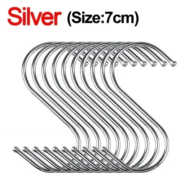 Multifunktionale Edelstahl S-Haken mit scharfer Spitze – 50 Stück 7 cm robust - rostfrei