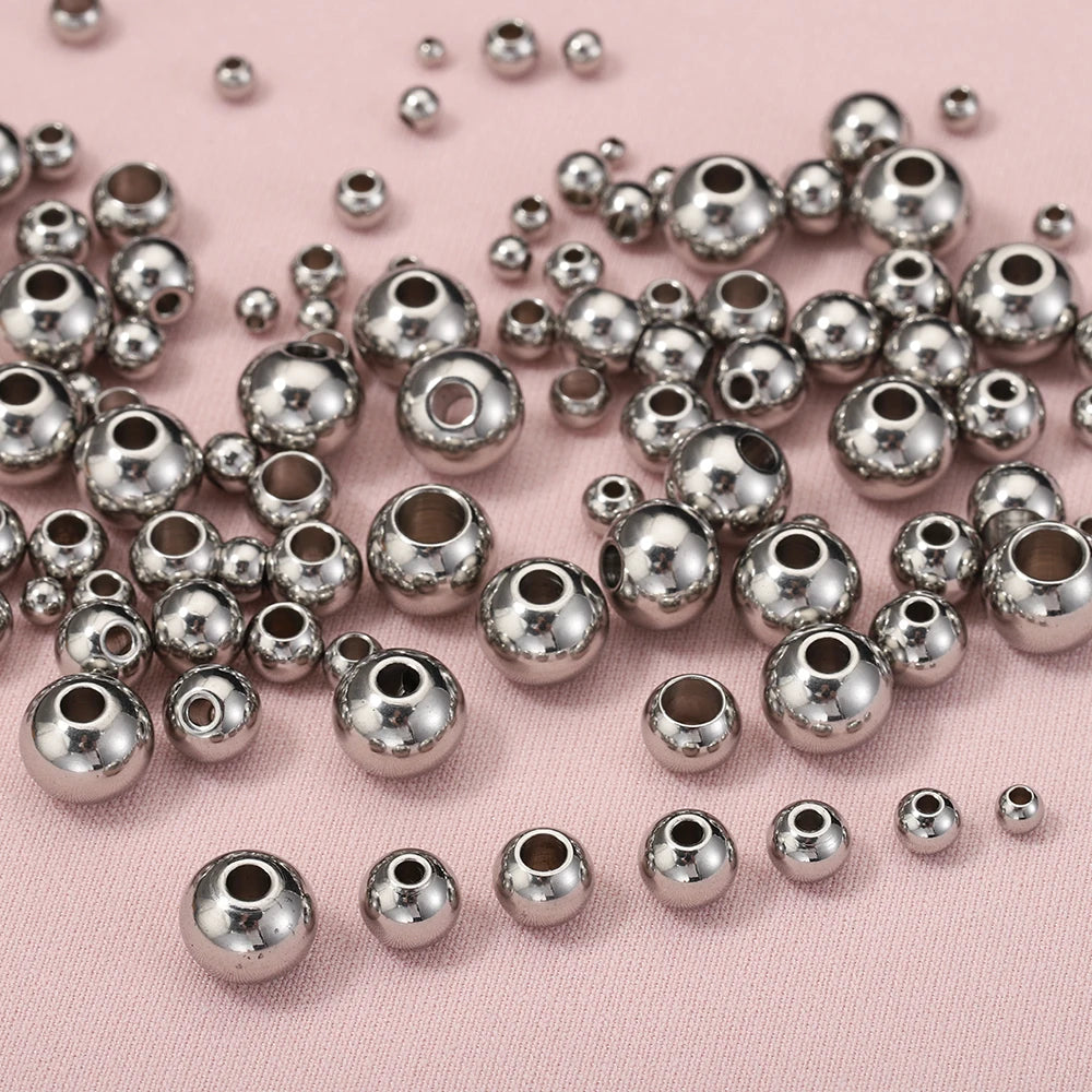 Edelstahl Gold Spacer Perlen Set 100 Stück Verschiedene Größen DIY