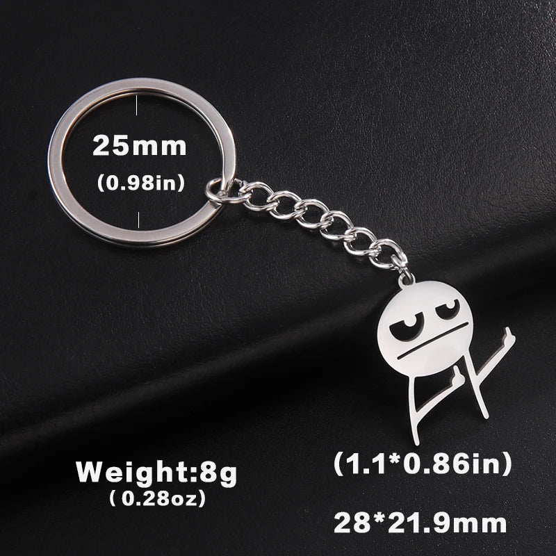 Stickman Schlüsselanhänger mit Mittelfinger Edelstahl für Auto - Tasche