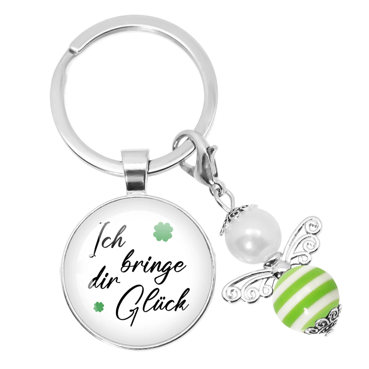 Glücksbringer Schlüsselanhänger mit vierblättrigem Kleeblatt Design