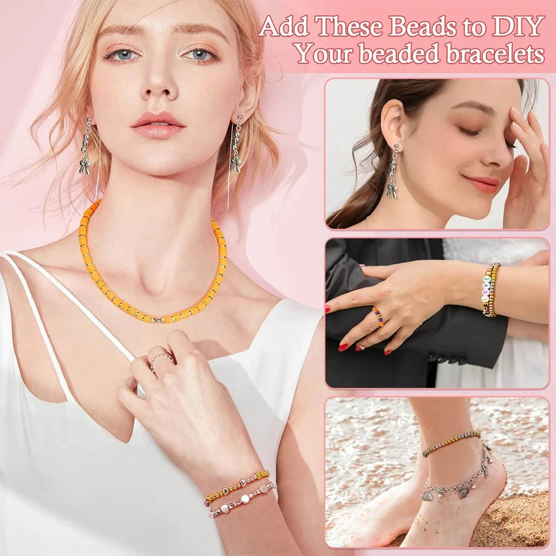 4 Farben CCB Spacer Perlen Kit mit 6 Stilen für Schmuck DIY Handwerk