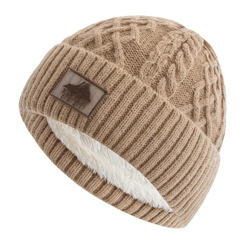 Unisex warme Plüsch Strickmütze für Winter Outdoor Sport