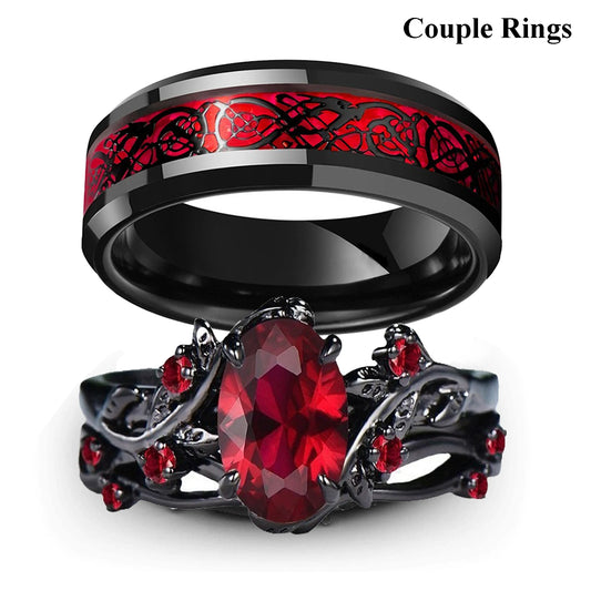 Romantisches Ring Set für Paare aus Edelstahl und Zinklegierung-Yabubest - Home & More