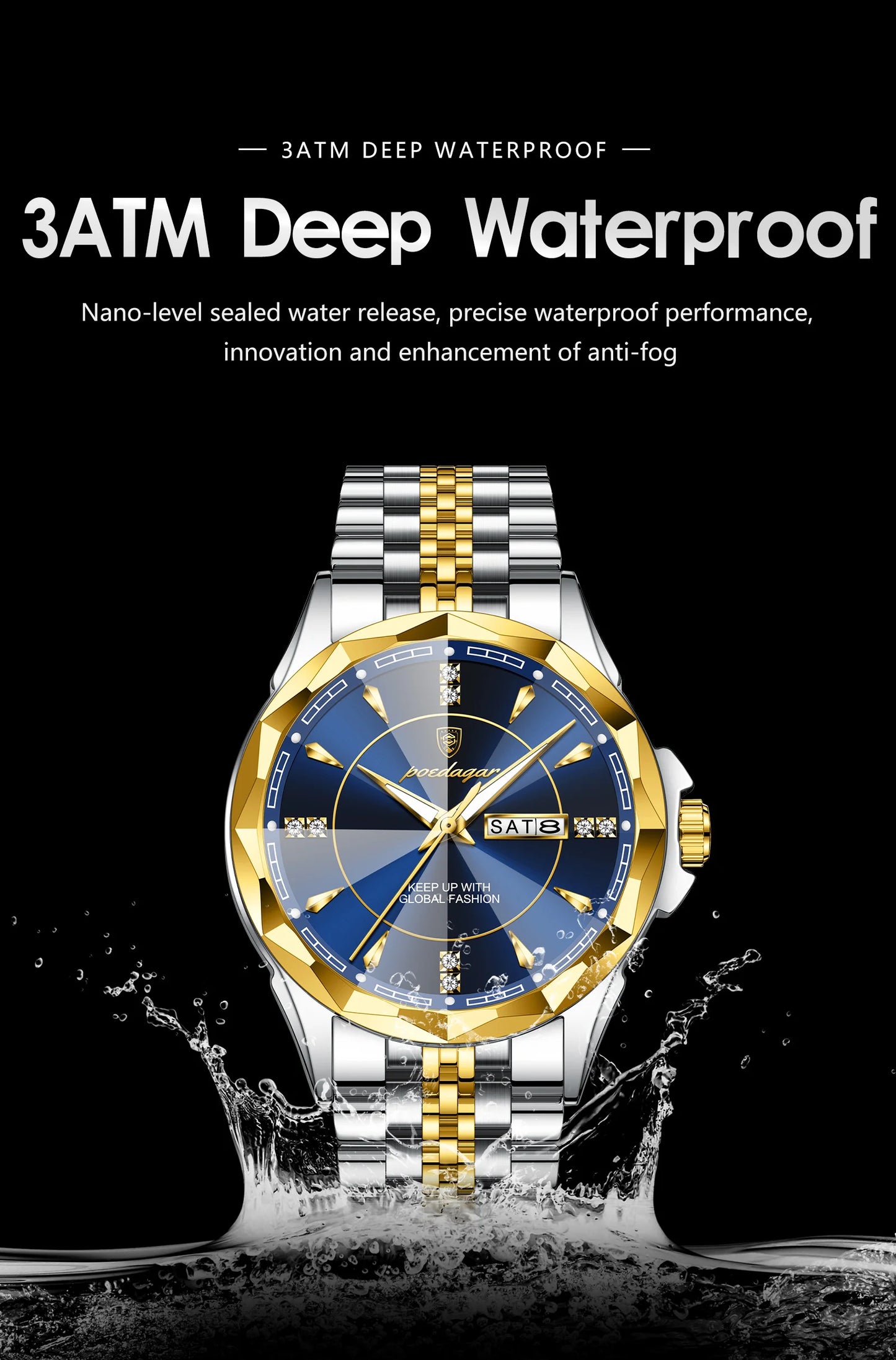 Luxus Herren Quarzuhr Wasserdicht Edelstahl Business Armbanduhr