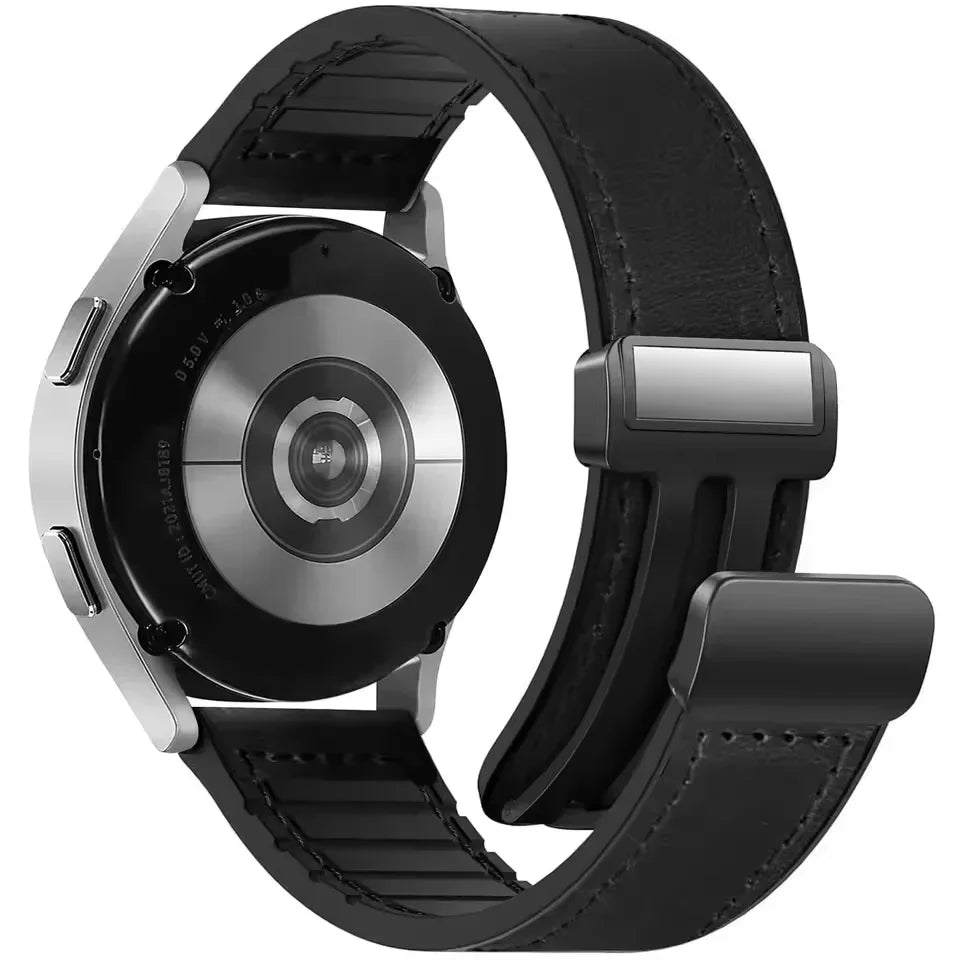 Magnetisches 20/22mm Leder - Silikon Uhrenarmband für Smartwatches