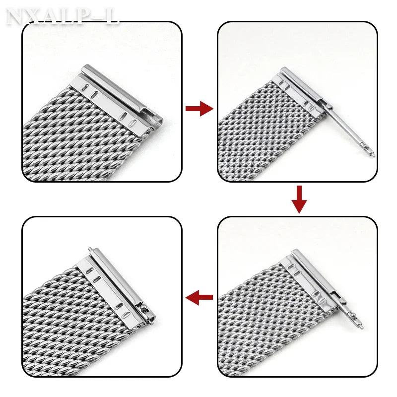 Elegantes Milanese Mesh Edelstahl-Uhrenarmband 18-24mm mit Sicherheitsverschluss