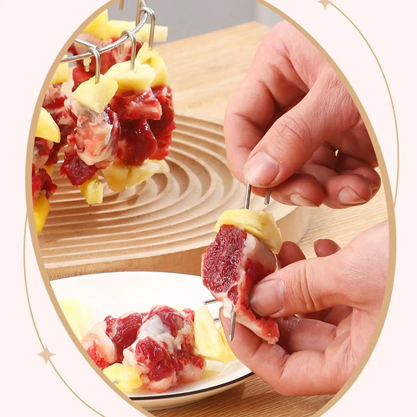 Edelstahl Spießständer für Air Fryer mit 24 Spießen Grill Zubehör