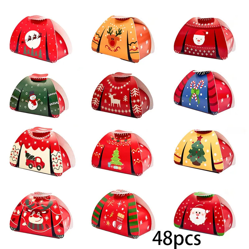 24 Stück festlicher Adventskalender im Pullover-Design mit Dekorationen