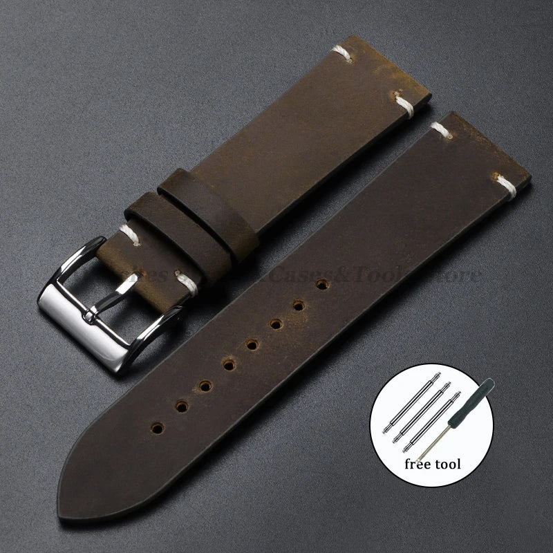 Hochwertiges Leder Uhrenarmband Braun Vintage für Uhren 18-22mm