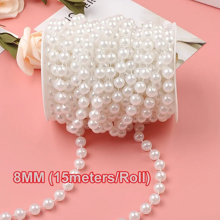 Elegante 5m Faux Perle Girlande 3-8mm – Perfekt für DIY Hochzeit - Party