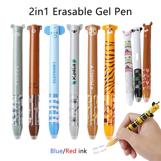 2 in 1 Löschbare Gelstifte 6 12 Teile Cartoon Tiere 0,5mm für Schule