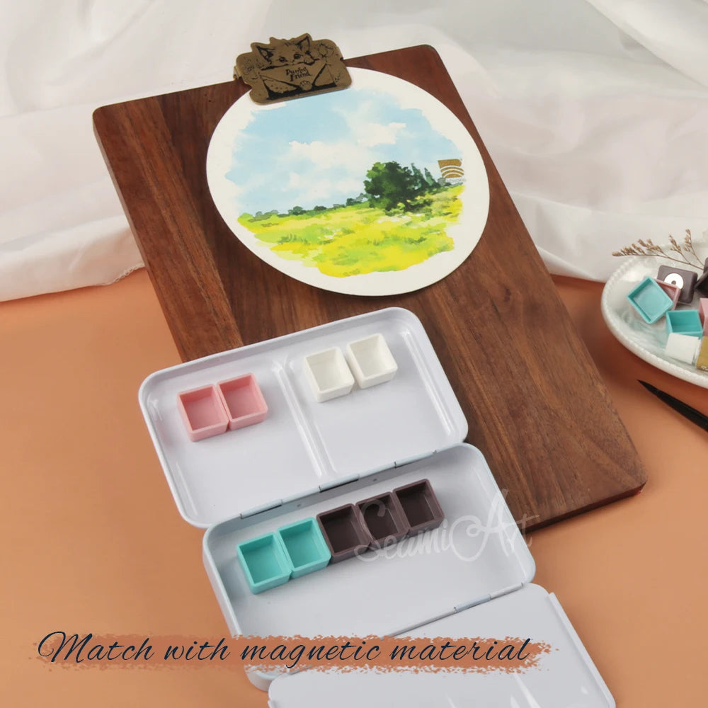 50 magnetische Halbpfannen in 4 Farben – Perfekte Organisation für Aquarellpaletten