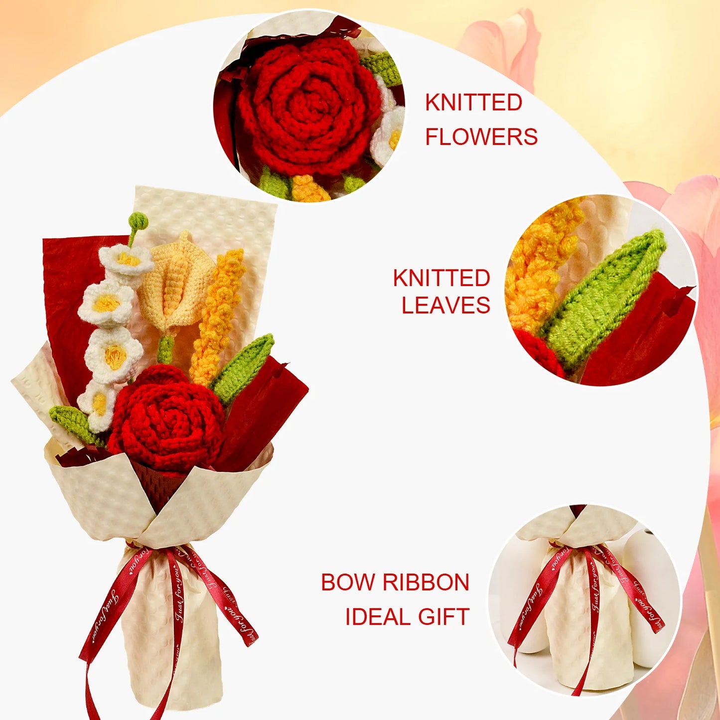 Handgefertigter roter Rosenstrauß aus Polyester für besondere Anlässe