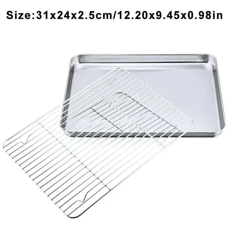 Rechteckiges Edelstahl Backform Set mit abnehmbarem Kühlregal