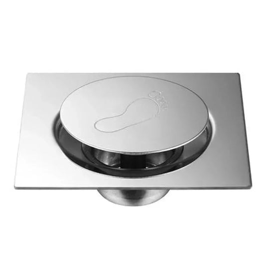 Runder Edelstahl Fußbodenablauf mit Push-System – Geruchsdicht, 10-15 cm