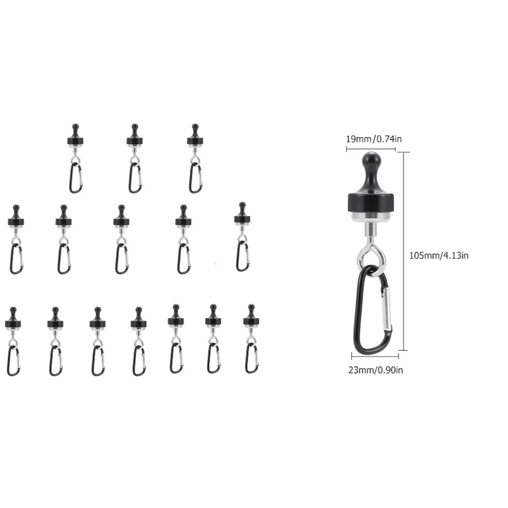 15er Set starke Magnet Haken mit 360° Karabiner – flexibel - robust fürs Outdoor