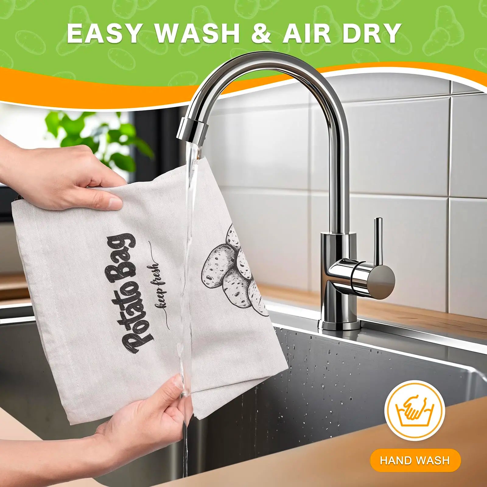 Große wiederverwendbare Aufbewahrungstasche aus Segeltuch für Gemüse