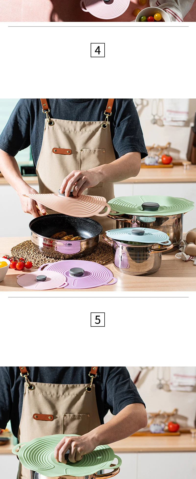 Wiederverwendbarer Silikon-Dehldeckel Universal Abdeckung Frische