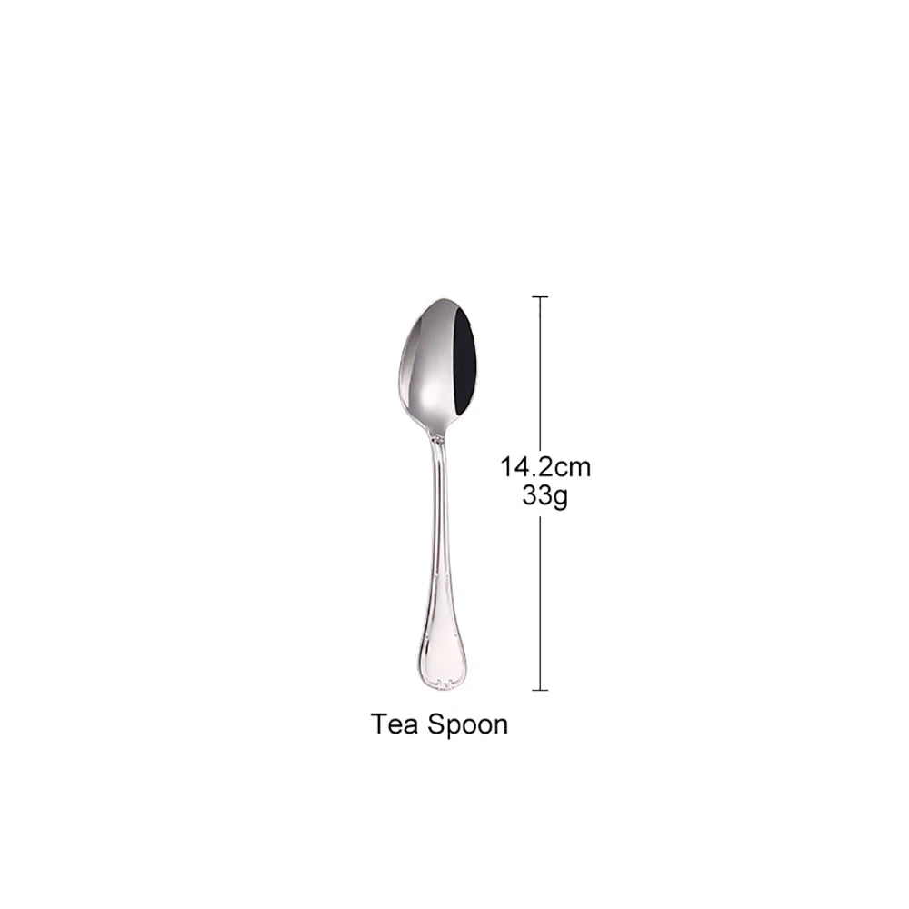 Luxuriöses 4- oder 6-teiliges vergoldetes Besteckset, Edelstahl, spülmaschinenfest