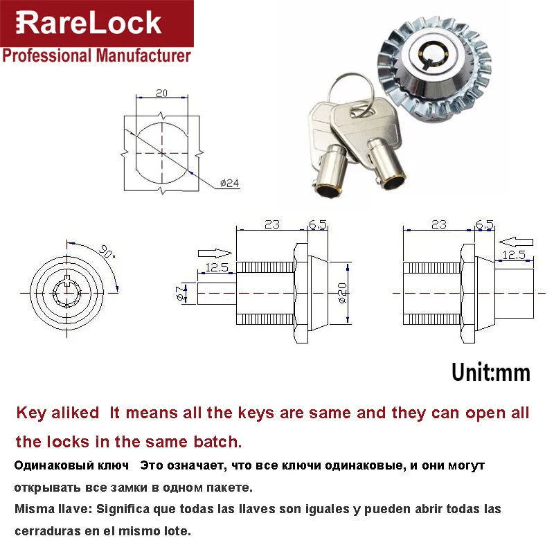 Sicheres Druckzylinder Schloss für Schränke und vielseitige Anwendungen