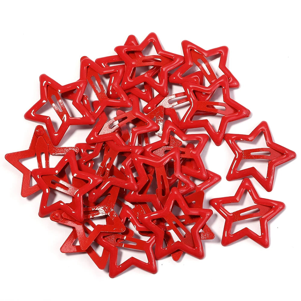 50er Set Bunte Stern Haarspangen Metall Snap Clips für Mädchen Frauen