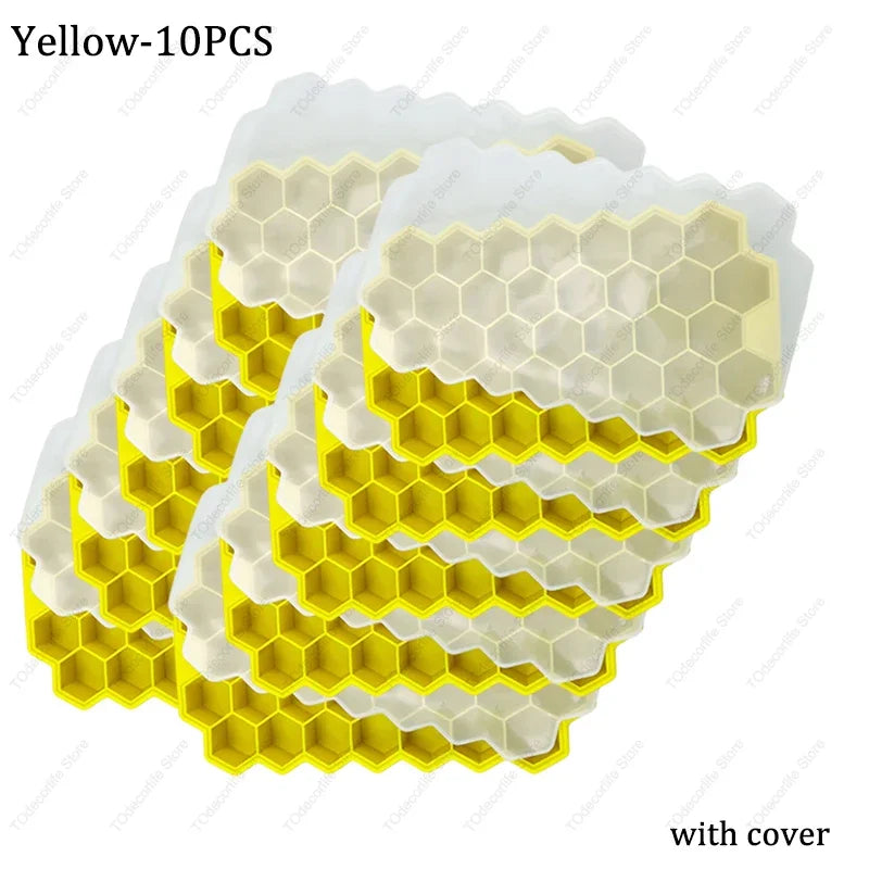 Premium Silikon Eiswürfelformen mit Deckel – Sechseckig, Wiederverwendbar