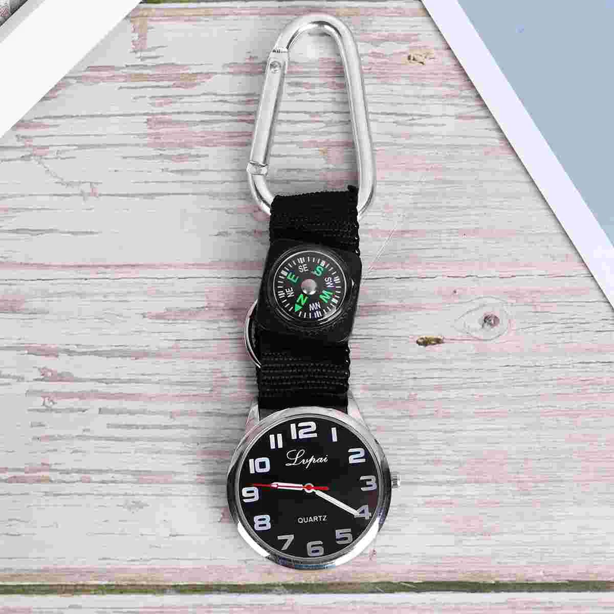Robuste Karabiner Kompass Uhr mit Leuchtzeigern – Weiß, Clip-On für Outdoor - Pflege