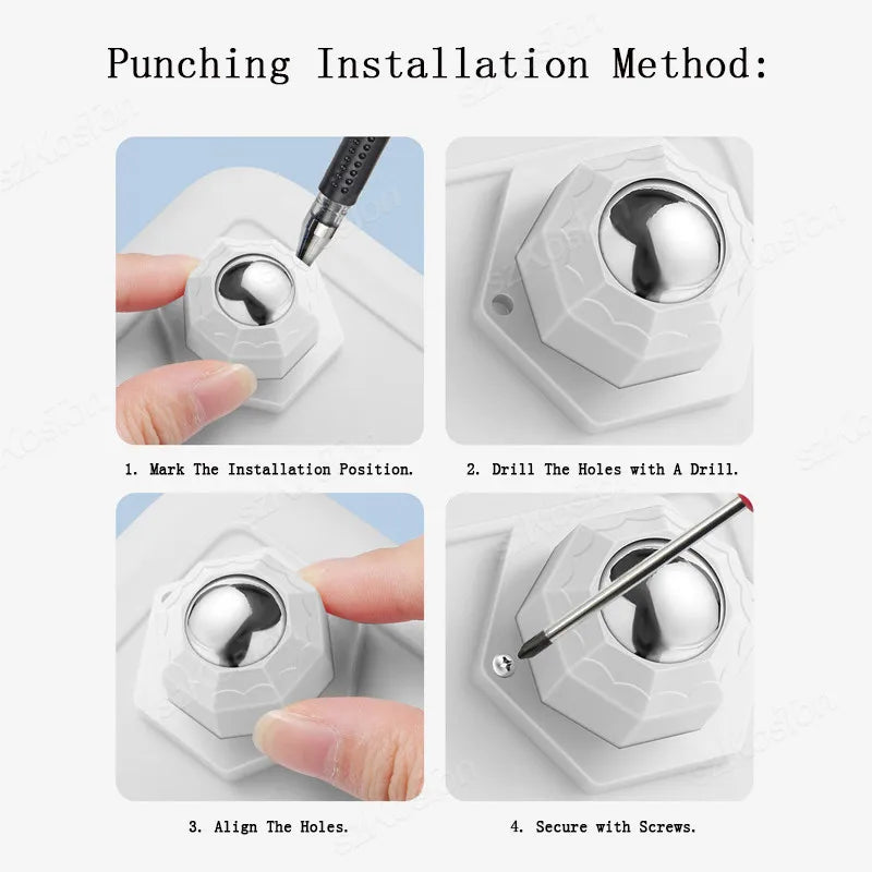 4x Selbstklebende Möbelrollen mit 360° Rotation Edelstahl Nylon