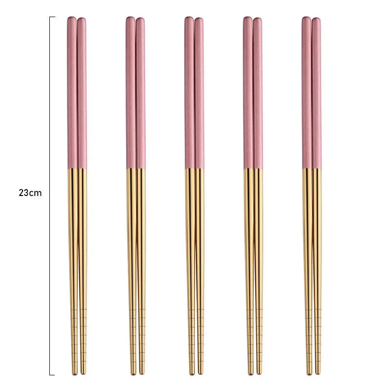 5 Paar 304 Edelstahl Essstäbchen – Wiederverwendbar, rutschfest, spülmaschinenfest