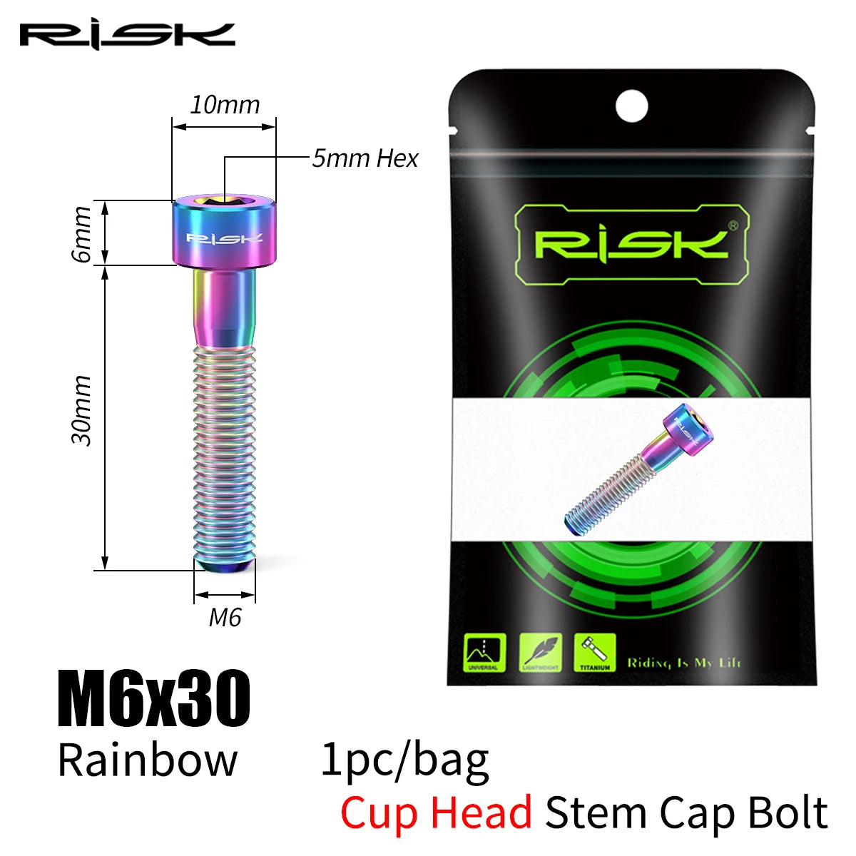 Fahrrad Titan Bolzen Schrauben M6x30-50 für Headset Vorbau Bremssattel