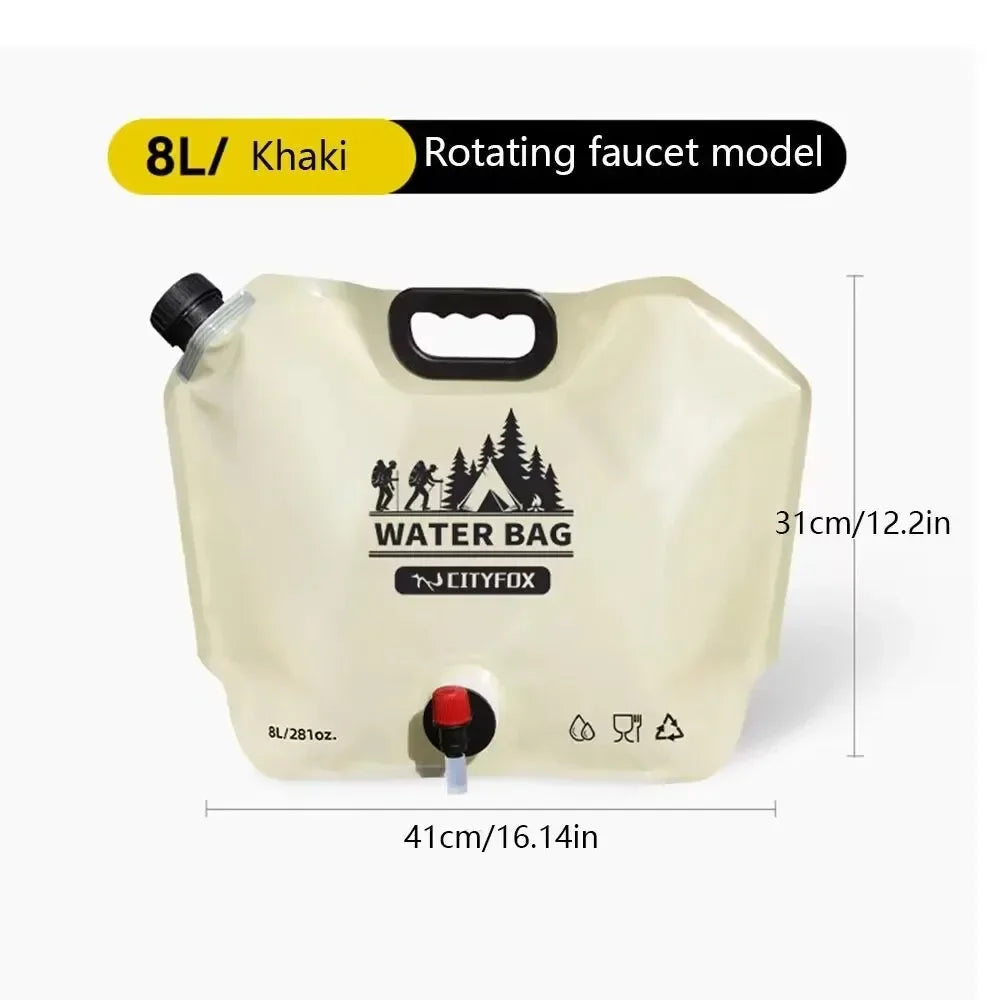 Faltbare Outdoor Wasser Tasche 8L mit Wasserhahn Ventil Camping