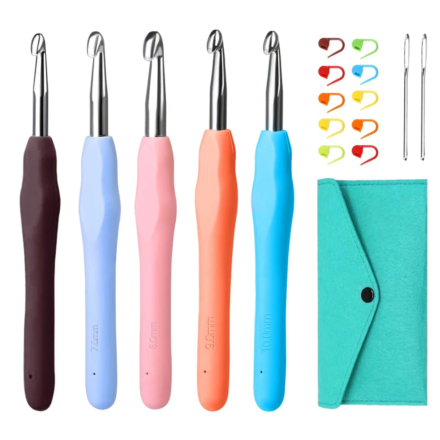 Ergonomisches mehrteiliges Häkelnadelset mit Aufbewahrungsetui