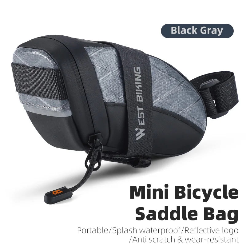 Mini Fahrrad-Satteltasche aus wasserdichtem PU mit reflektierendem Logo