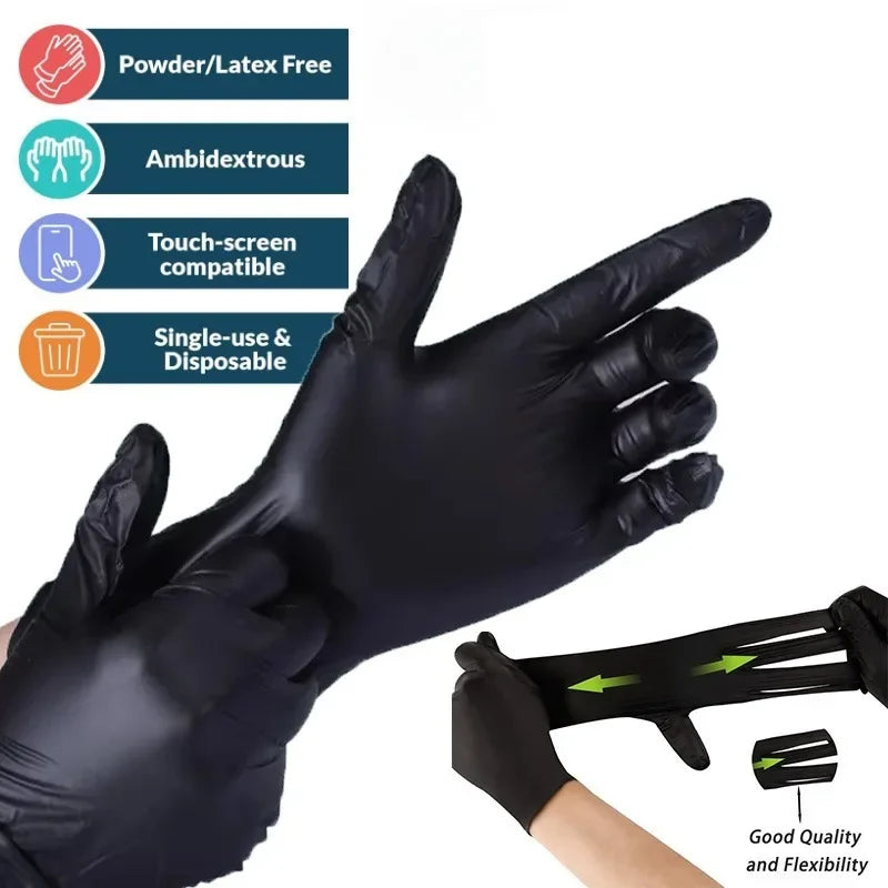 50/100 Stück schwarze Nitrilhandschuhe für den vielseitigen Einsatz
