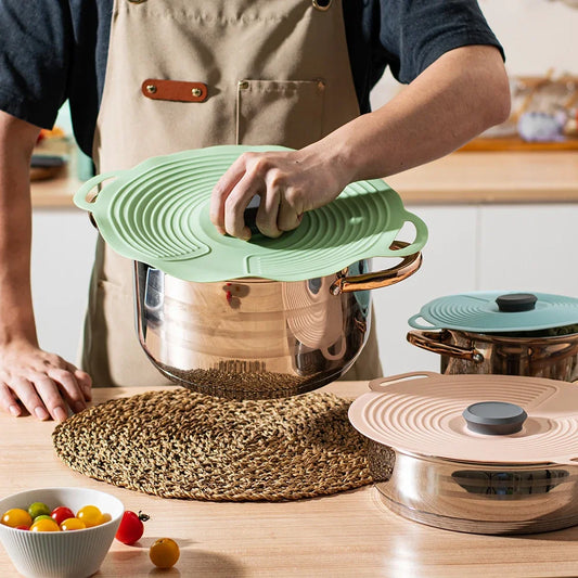 1 bis 5 Stück Silikon Topfdeckel Anti Überlauf und Staubdicht flexibel