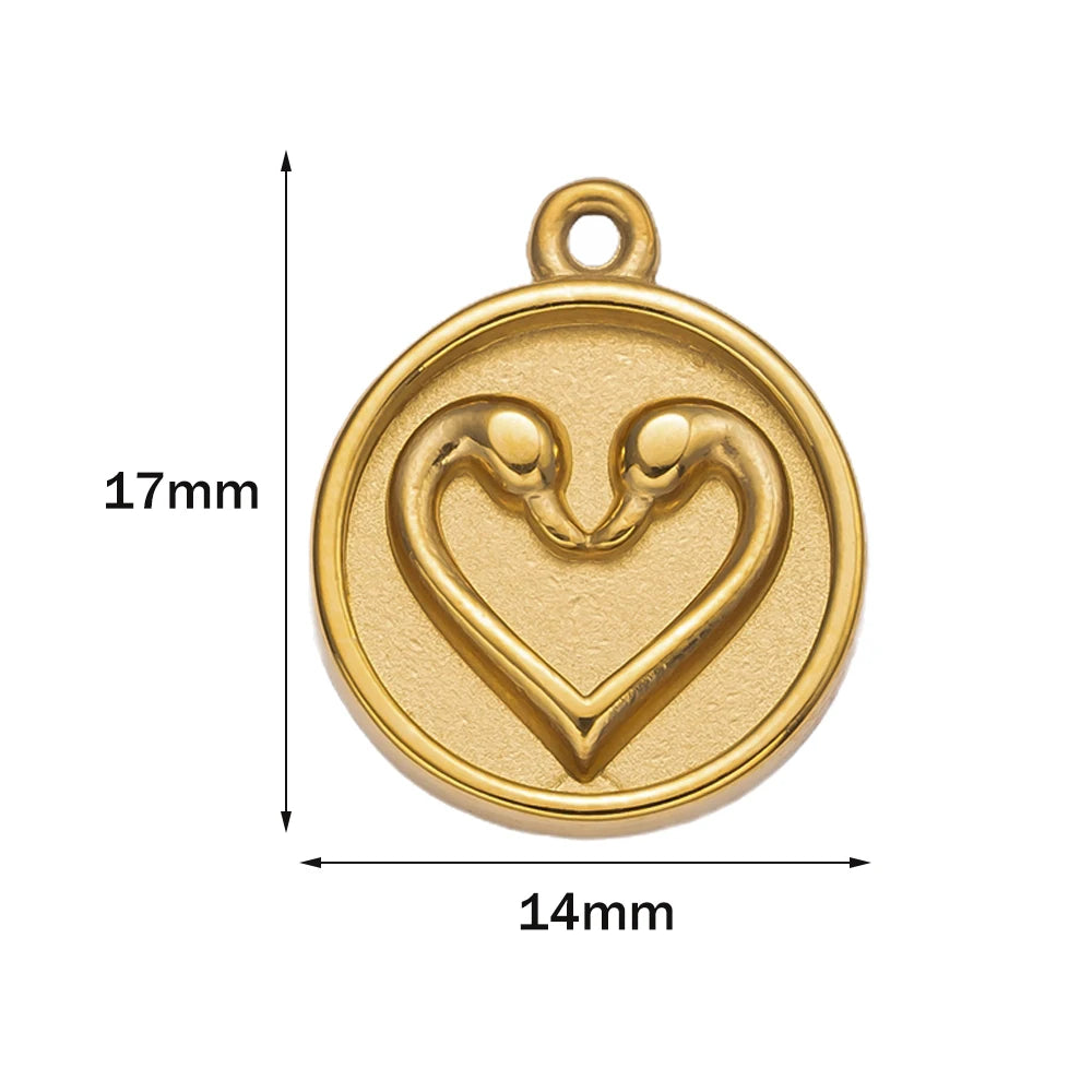 Goldfarbene Edelstahl Charms Rose Herz Meerjungfrau Design